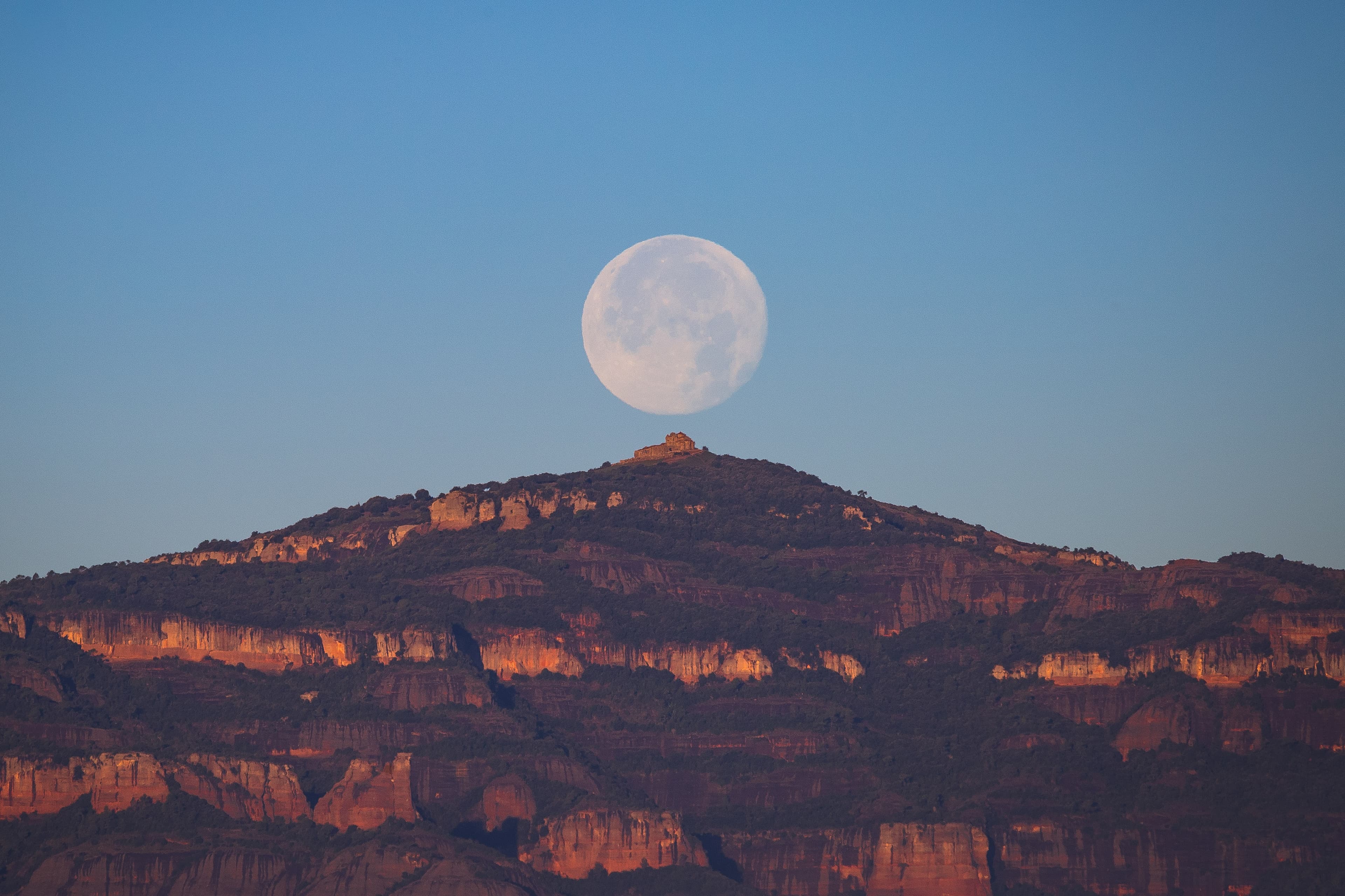 The Moon Meets Sant Llorenç del Munt