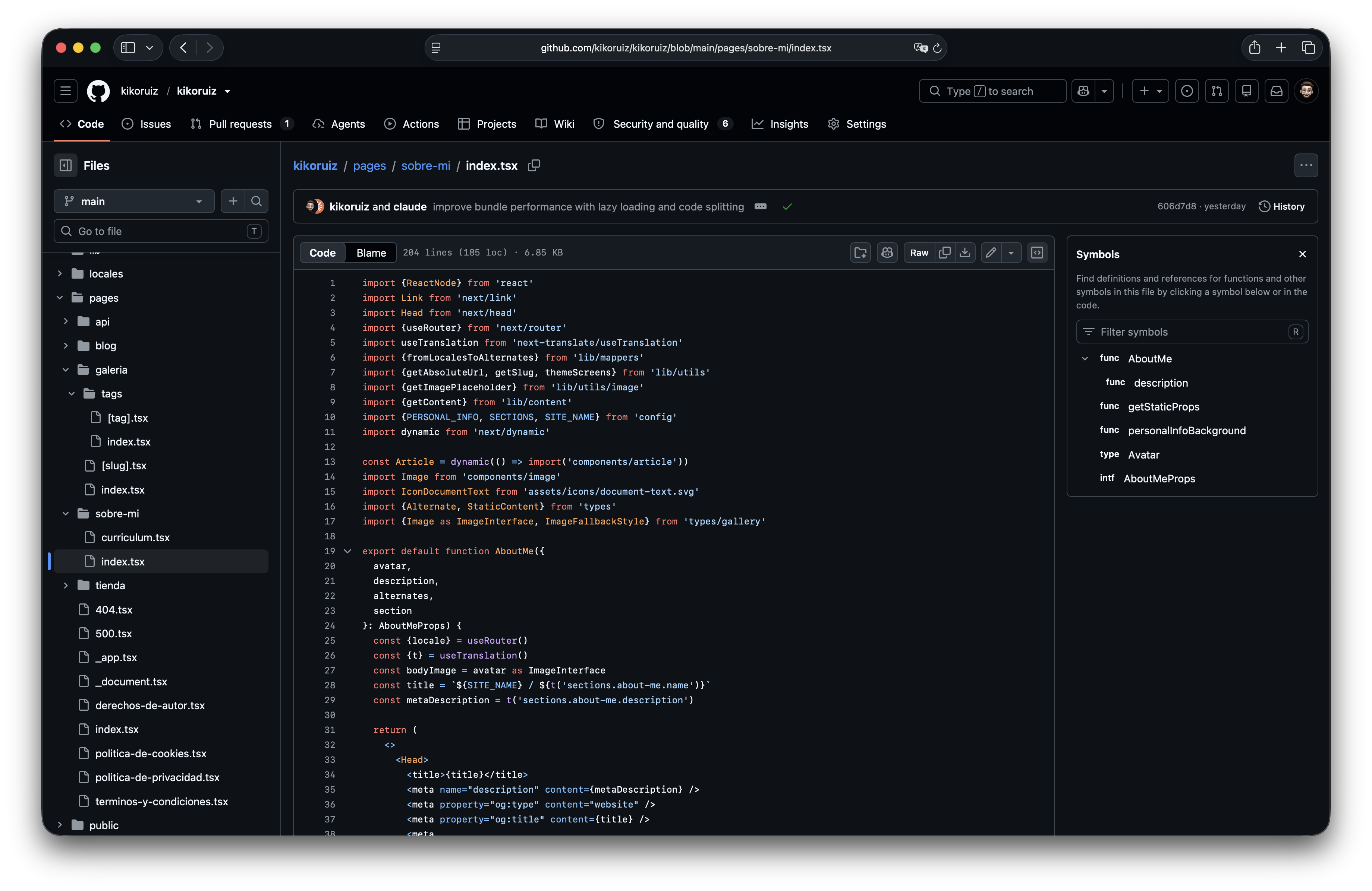 Código fuente de la web en GitHub